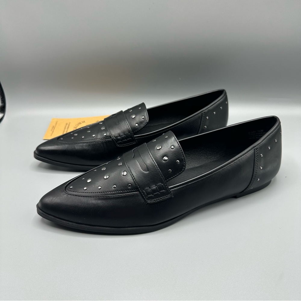 Frye & Co Faux Leather Gunmetal Studs Loafers Women’s Size 10M Black